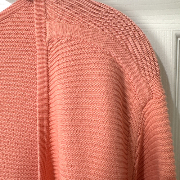 Talbots Plus Sz 2X Open Front Modern Ottoman Ribbed Cardigan Peach Coral - Picture 4 of 9